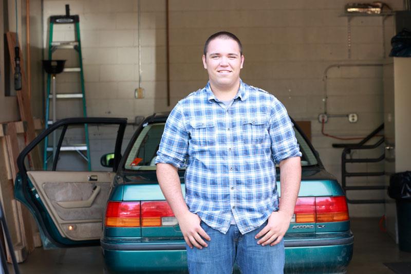 Daniel next to his ride